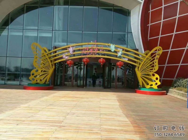 蝴蝶拱門雕塑,鏤空工藝，不銹鋼蝴蝶拱門雕塑