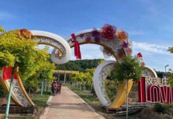 心形大門雕塑，創意設計，戶外不銹鋼拱門雕塑