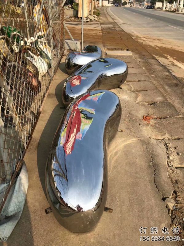 園林坐凳雕塑，噴漆景觀雕塑，鏡面形式