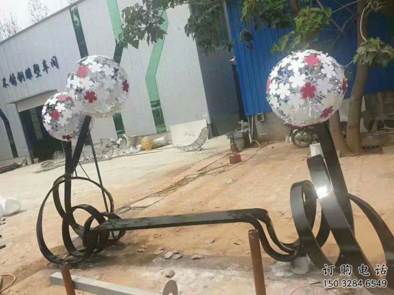 不銹鋼蒲公英坐凳雕塑，景觀類型