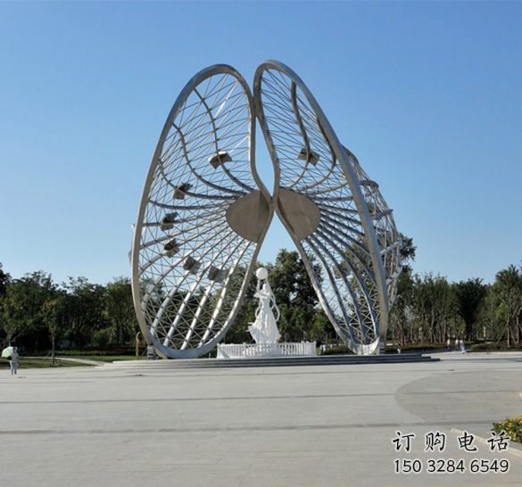 戶外不銹鋼鏤空貝殼廊架雕塑