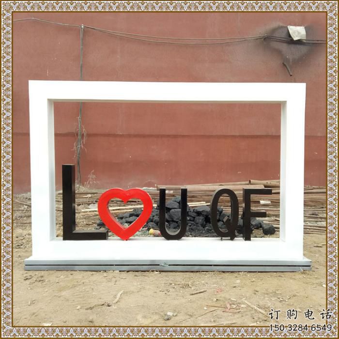 字母宣傳欄雕塑廠家，字體標(biāo)識雕塑