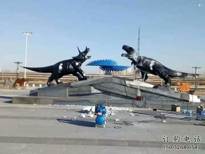 仿真恐龍雕塑精選，美陳雕塑，鍛鋼幾何恐龍雕塑通用