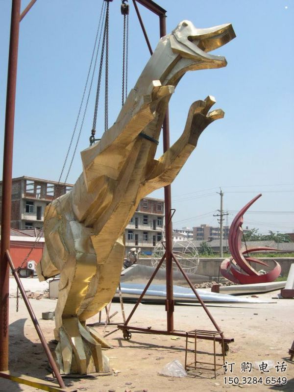 景觀恐龍雕塑承接，景區案例，公園幾何恐龍雕塑定制
