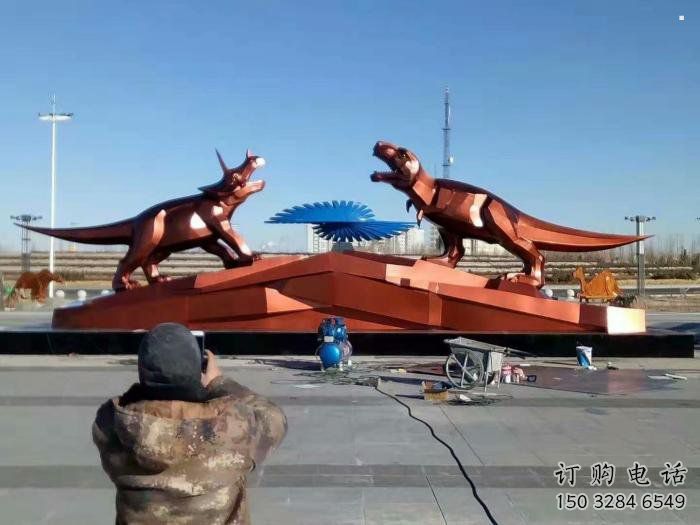 恐龍雕塑服務(wù)商，景觀雕塑，戶外幾何恐龍雕塑訂做