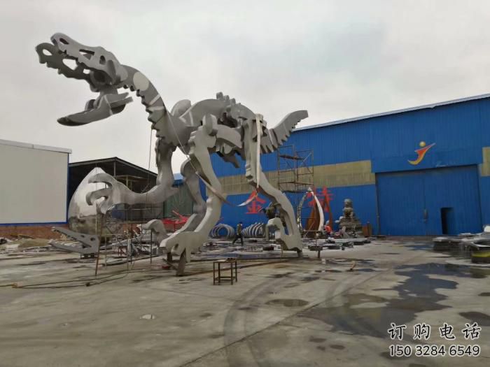 地產恐龍雕塑定做，城區小品，景觀恐龍骨架雕塑定價