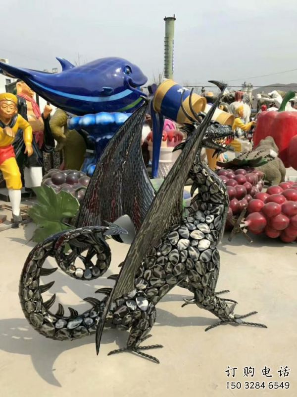 鐵藝恐龍雕塑制造商，室外軟裝，鐵藝恐龍雕塑制作