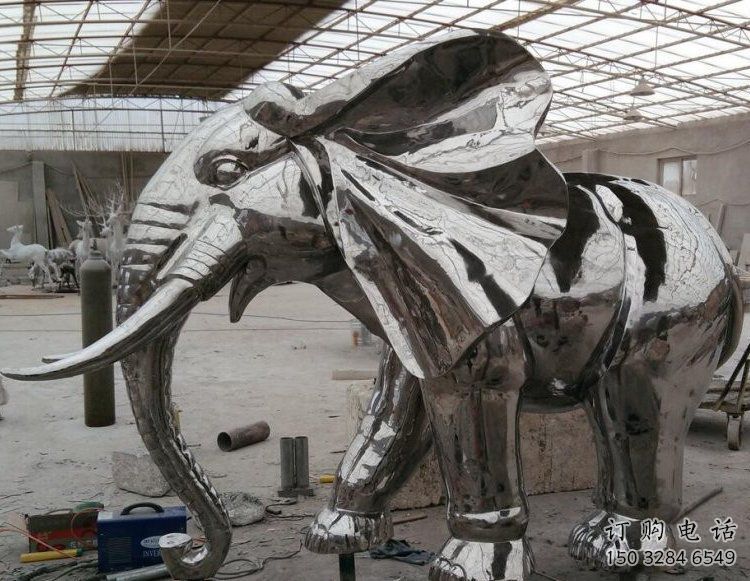 大象雕塑優價，金屬組合，鏡面大象雕塑廠家