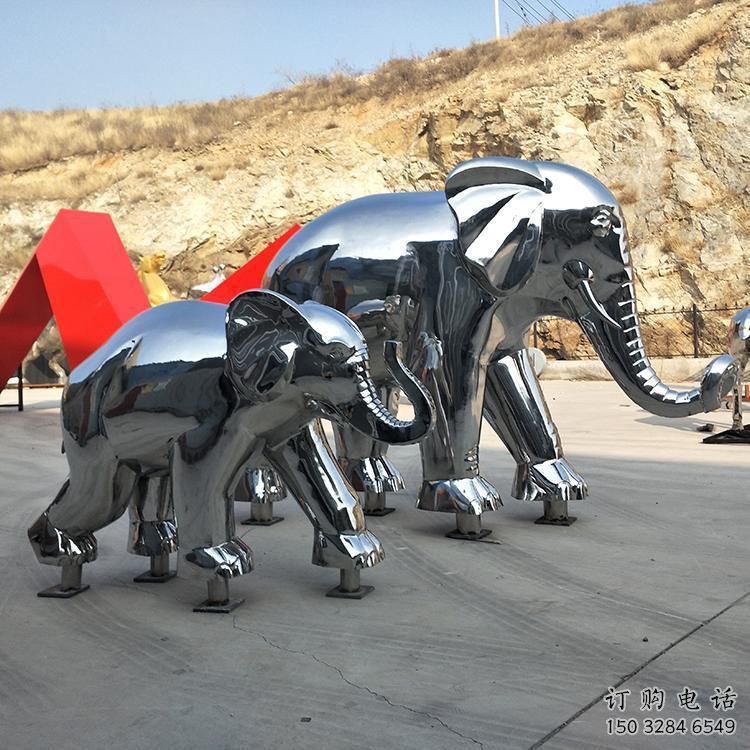 戶外大象雕塑廠家，動(dòng)物景觀雕塑，不銹鋼動(dòng)物雕塑生產(chǎn)