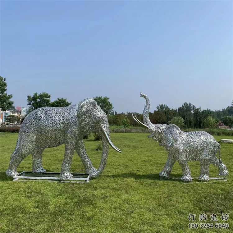 鏤空大象雕塑制造商，動(dòng)物擺件，透雕大象雕塑定制