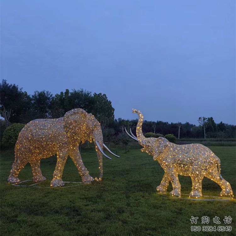 小品大象雕塑生產，燈光雕塑，各類鏤空大象雕塑定制