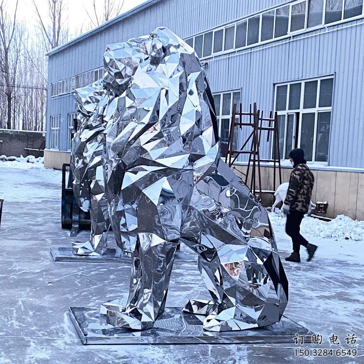 鏡面獅子雕塑通用，動物小品，廣場不銹鋼獅子雕塑優價