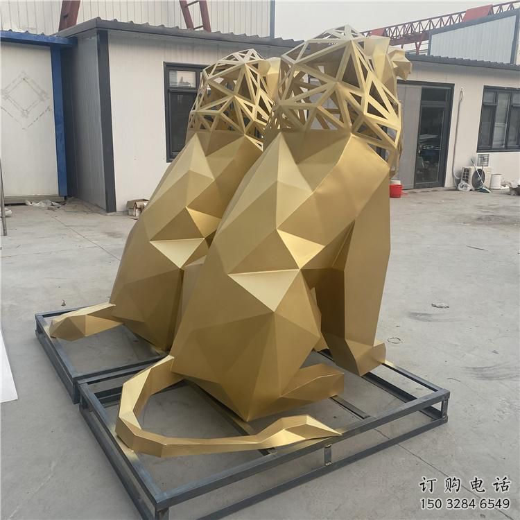 景觀獅子雕塑制造，歐式風格，不銹鋼獅子雕塑定價