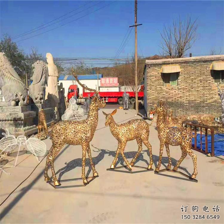 金屬小鹿雕塑制作，鋼絲組合，公共鏤空小鹿雕塑優選