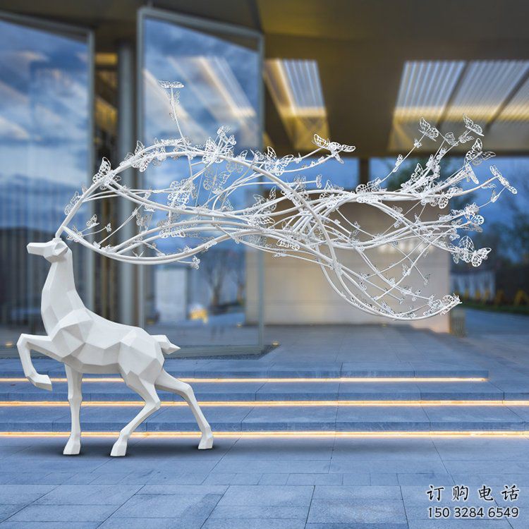 梅花鹿雕塑廠家，露天雕塑，切面工藝動(dòng)物雕塑訂做