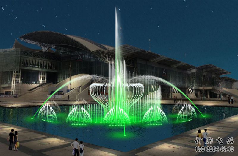 跑動光亮電影噴泉雕塑