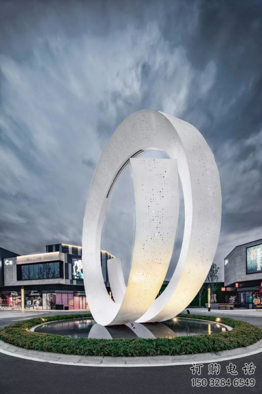 圓環(huán)噴泉雕塑制作，噴水原理，噴水圓環(huán)雕塑廠家