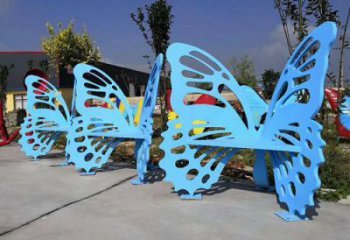 現(xiàn)代景觀不銹鋼蝴蝶坐凳雕塑