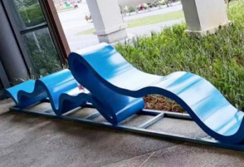 抽象造型坐凳雕塑，不銹鋼烤漆工藝效果