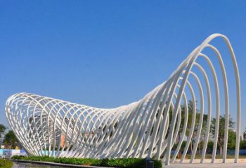 不銹鋼線條廊架雕塑，抽象美學(xué)原理設(shè)計(jì)