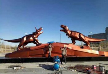 不銹鋼恐龍雕塑指用，景觀雕塑，幾何恐龍雕塑點擊