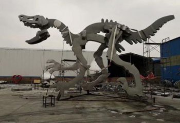 金屬恐龍雕塑制作，陸地擺件，廣場恐龍骨架雕塑制造商