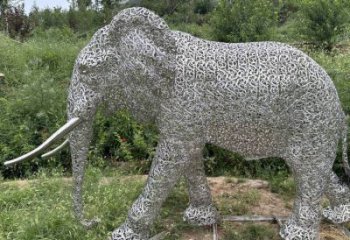 公園大象雕塑定做，小區擺件，鏤空大象雕塑制作