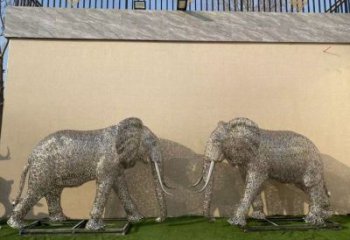 門(mén)口大象雕塑點(diǎn)擊，地標(biāo)擺件，鏤空大象雕塑承接