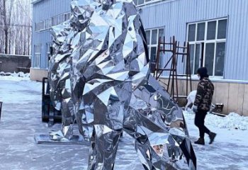 鏡面獅子雕塑通用，動物小品，廣場不銹鋼獅子雕塑優價