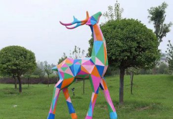 小鹿雕塑標準，多彩藝術，景觀烤漆小鹿雕塑供應