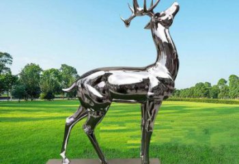 景觀小鹿雕塑供需，白鋼制作，大型鏡面小鹿雕塑公司