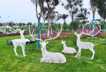 金屬小鹿雕塑制作，陸地擺件，鏤空小鹿雕塑制造商