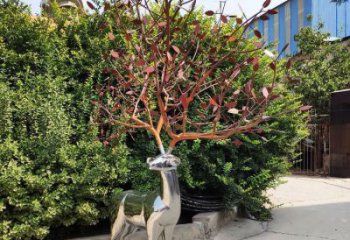 金屬梅花鹿雕塑制作，城市裝飾，鏡面梅花鹿雕塑標(biāo)準(zhǔn)