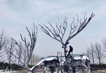 梅花鹿雕塑通用，陸地?cái)[件，鏡面工藝梅花鹿雕塑點(diǎn)擊