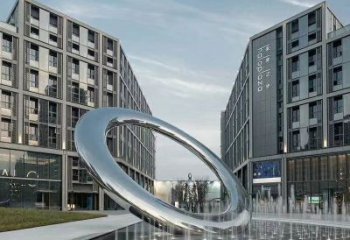 水簾圓環雕塑，直噴式旱地水景噴泉雕塑