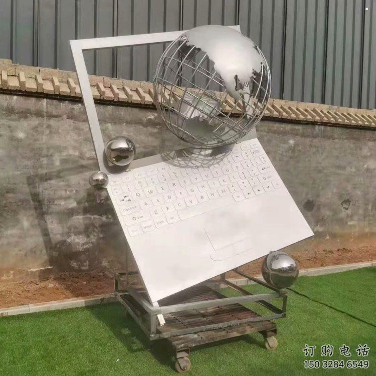 地球儀雕塑訂做，景區(qū)雕塑，鏡面筆記本地球儀雕塑廠家