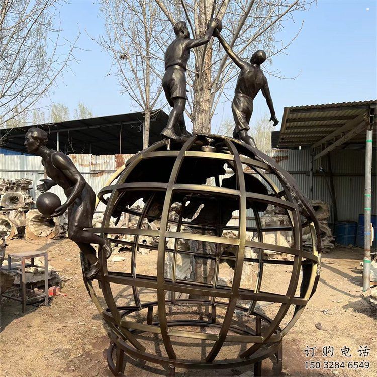 地球儀雕塑系列，城市裝飾，烤漆地球儀人物雕塑優選