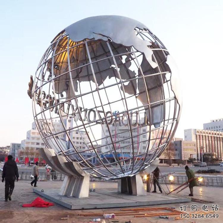 地球儀雕塑觀賞型，公園小品，鏡面地球儀雕塑常用