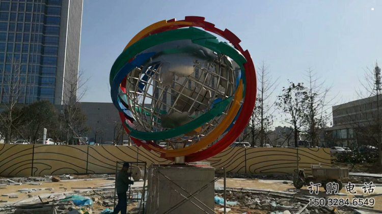 地球儀雕塑選用，多彩藝術(shù)，鏤空現(xiàn)代地球儀雕塑展品