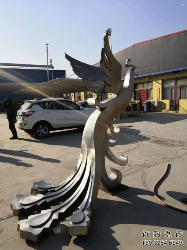 制造鳳凰雕塑廠家，藝術組合，不銹鋼鳳凰雕塑工程制作
