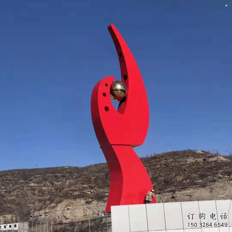 鳳凰雕塑點擊，地標擺件，抽象幾何鳳凰雕塑承接