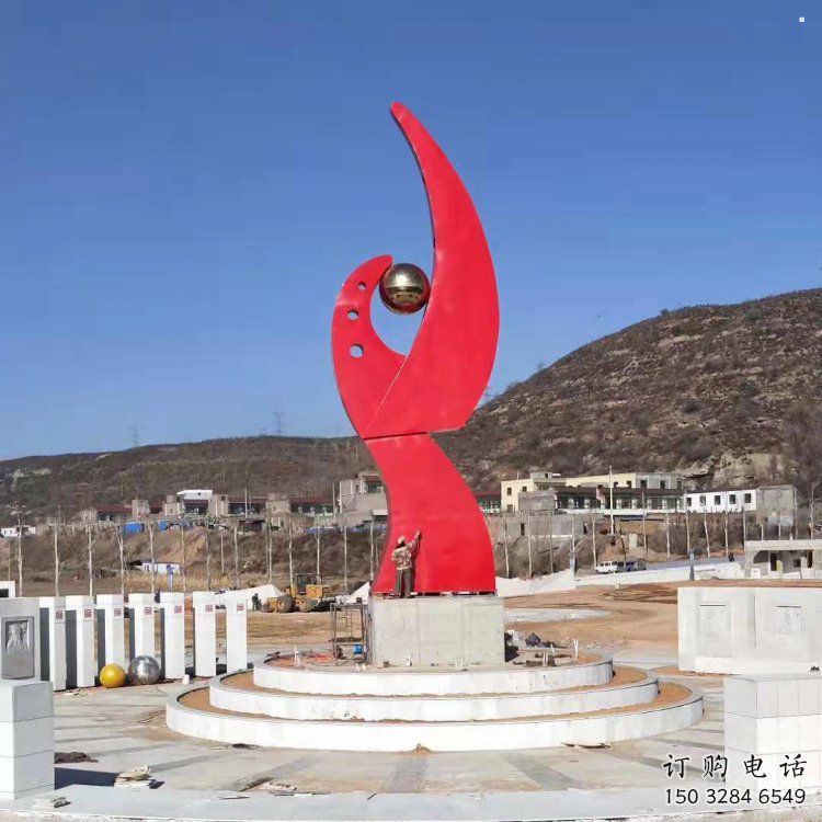 鳳凰雕塑點擊，景觀雕塑，幾何抽象鳳凰雕塑廠家