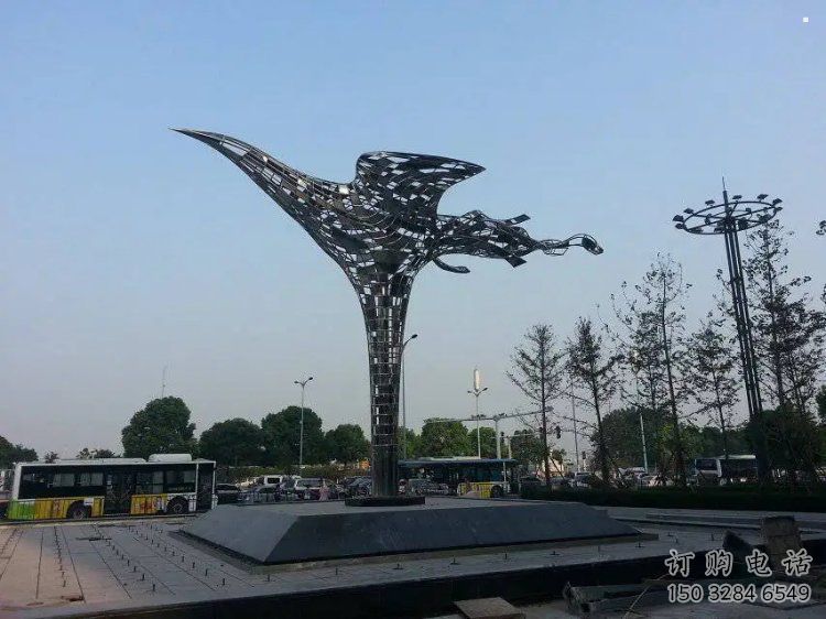 景觀鳳凰雕塑訂做，街景小品，戶外抽象鳳凰雕塑制作廠家