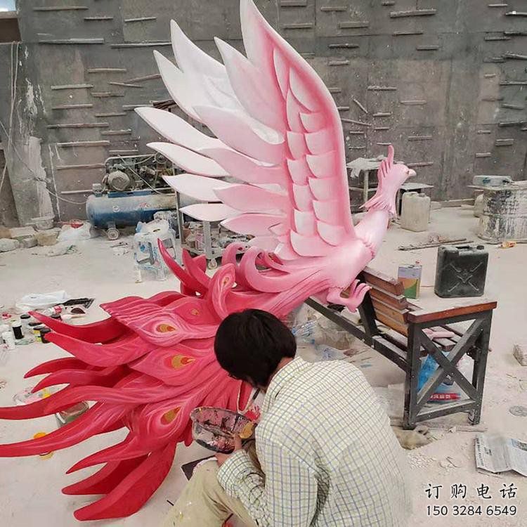 鳳凰雕塑廠家，美陳雕塑，彩繪鳳凰雕塑預定