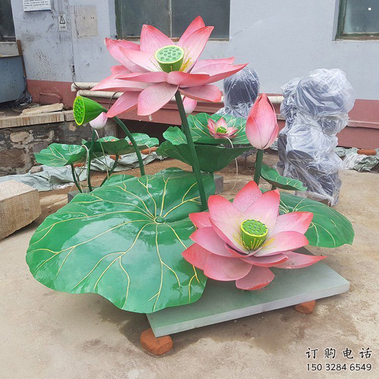 鋼鑄荷花雕塑常用，鋼管組合，園林荷花雕塑定價