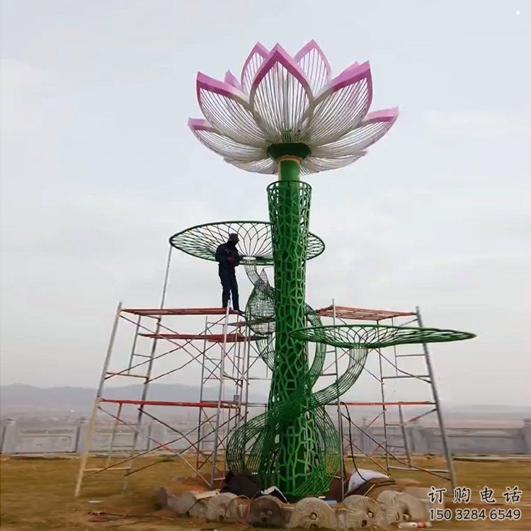 建筑荷花雕塑精選，露天雕塑，鏤空仿真荷花雕塑訂做