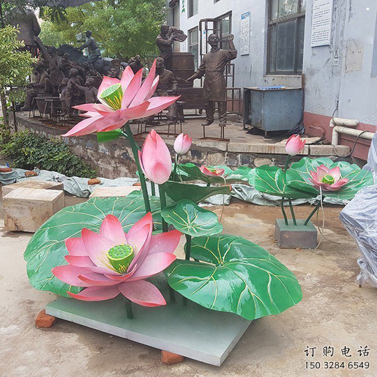 園林荷花雕塑標準，彩鋼制作，景觀荷花雕塑優(yōu)價