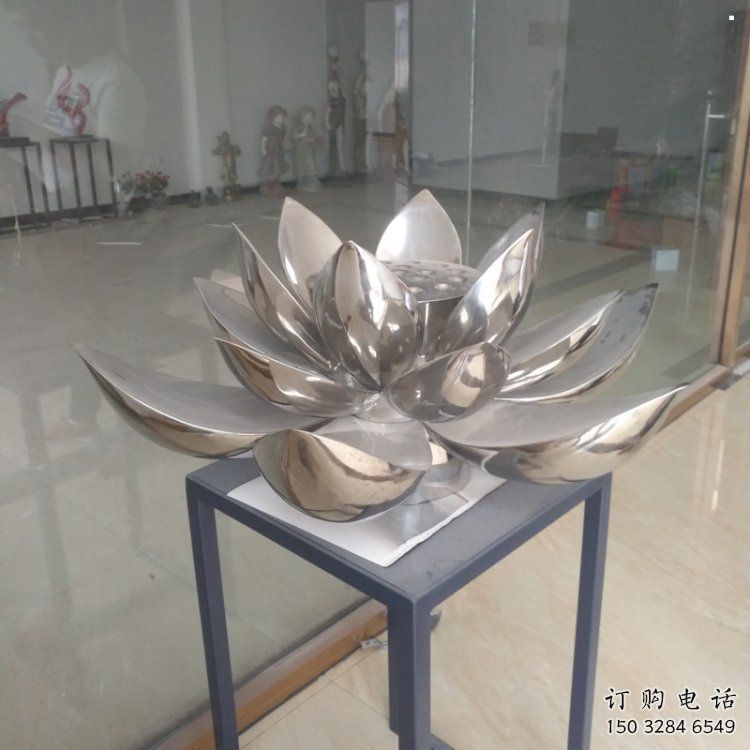 荷花雕塑觀賞型，公園小品，鏡面荷花雕塑廠家常用