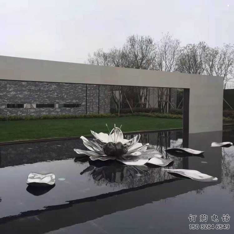 荷花雕塑精品，白鋼構(gòu)件，鏡面荷花雕塑廠家
