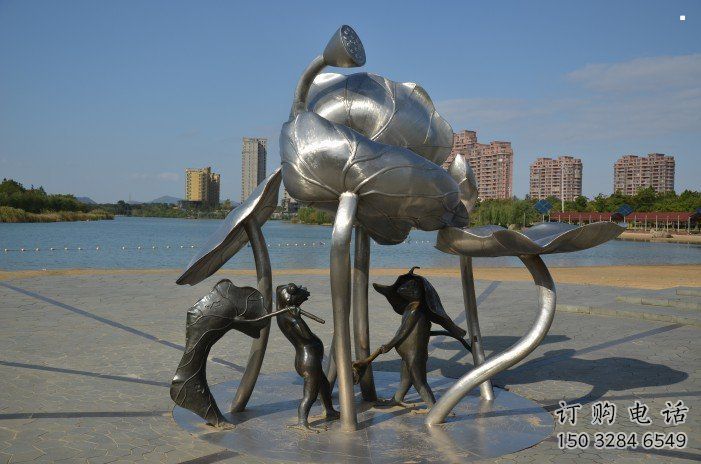 荷花雕塑制造商，城市雕塑，鏡面荷花雕塑觀賞型